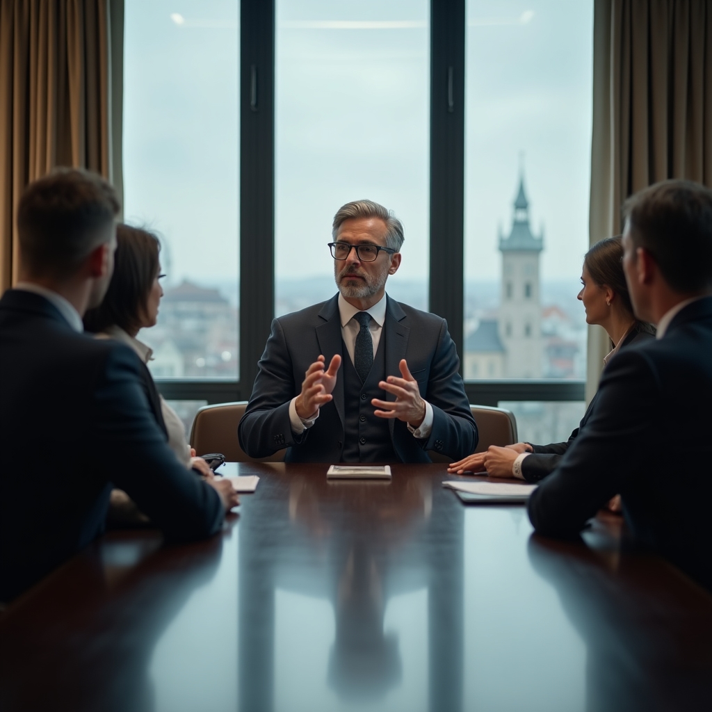 Profesionál s autoritativní přítomností na poradě